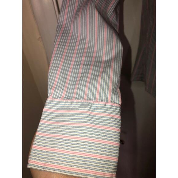 Banana Republic XS Soft Wash Shirt Blue Pink Striped Button Down - Picture 3 of 8